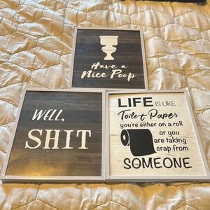Funny Bathroom Wall Art Trio